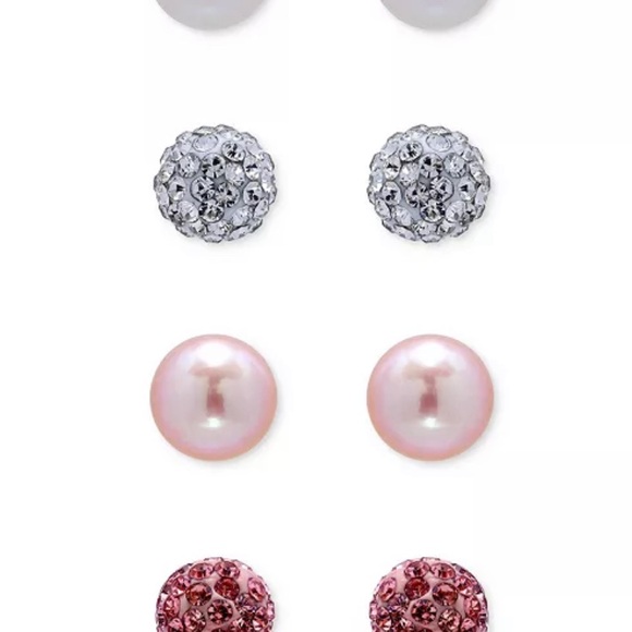 4-Pc. Set White & Dyed Pink Cultured Freshwater Pearl & Crystal Fireball - Picture 1 of 5